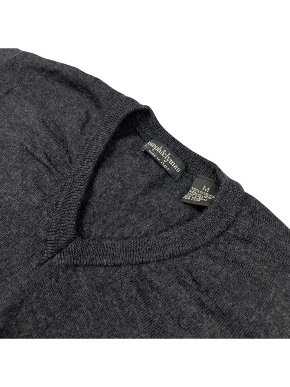 Joseph & Lyman Men’s 100% Wool V-Neck Pullover Sweater Gray • Italy • Medium